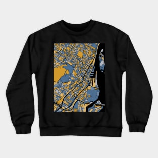 Montreal Map Pattern in Blue & Gold Crewneck Sweatshirt